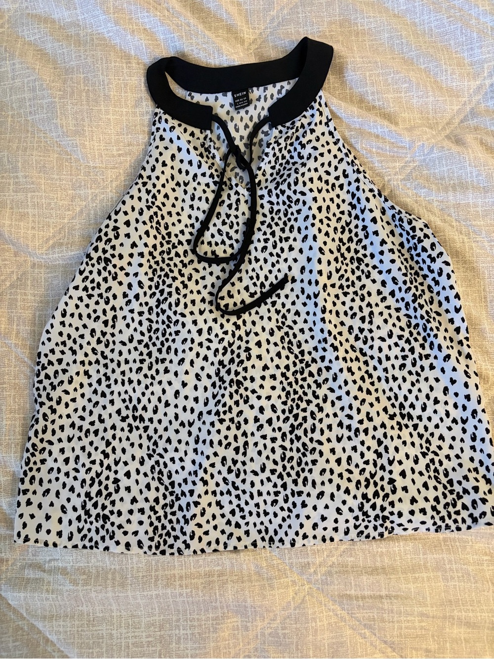 SHEIN Black & White Leopard Halter Camisole